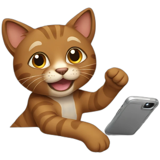 brown cat making a selfie emoji