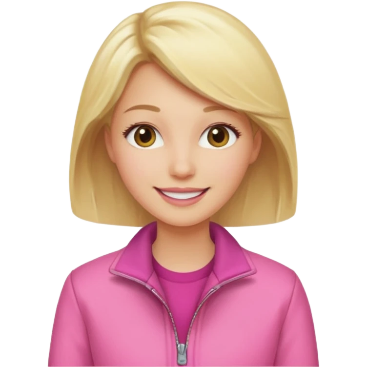 Happy blond woman in pink jacket emoji