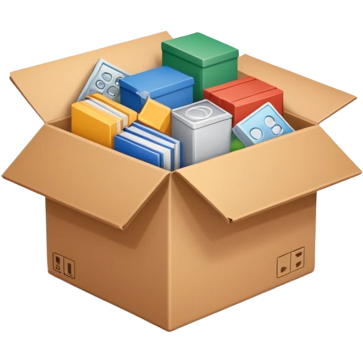 cardboard box full of resources emoji