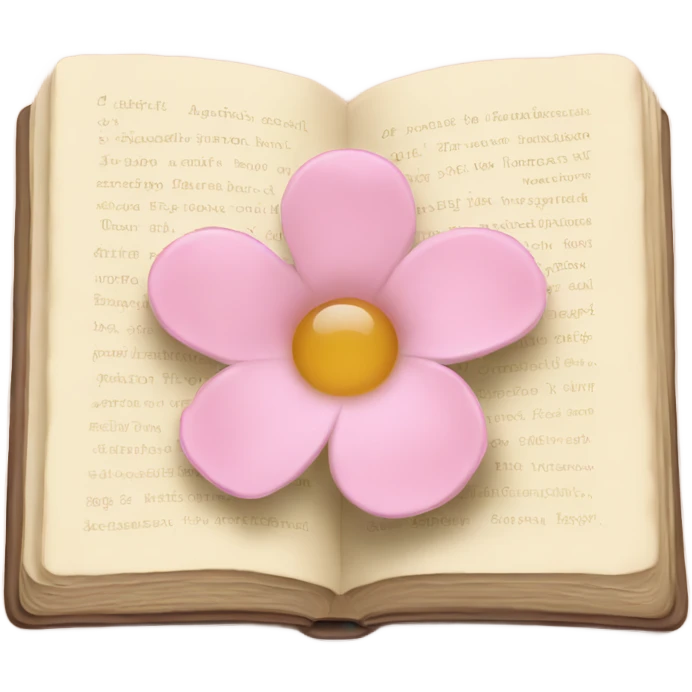 Beige Open book with light pink flower inside emoji
