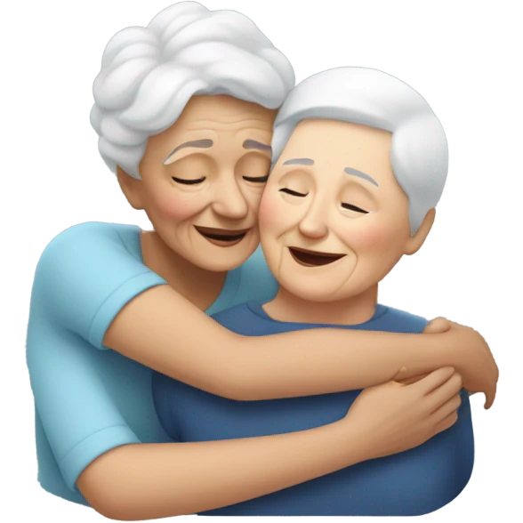 white people hugging their grandmother emoji
