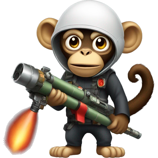 Evil monkey holding a rocket launcher emoji