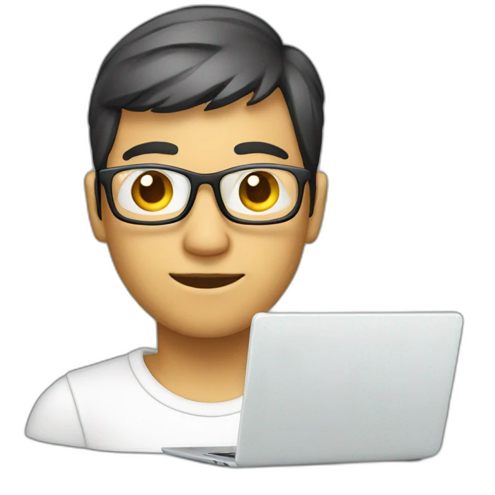 Programmer with glass, with laptop , white skin emoji