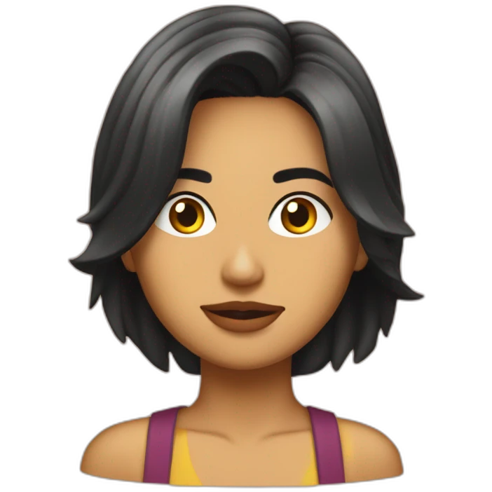 Chica morena pensando emoji