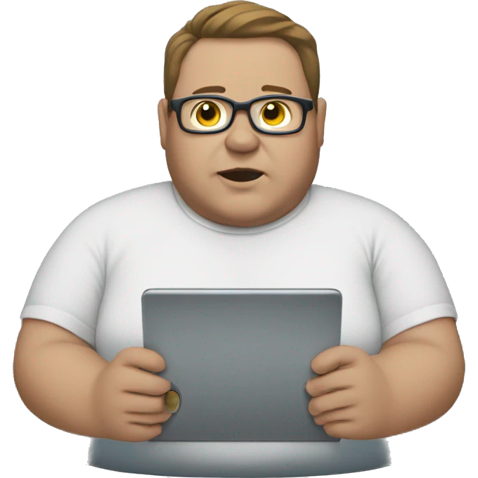 Fat guy with technology/databa emoji