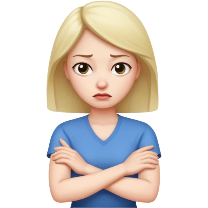 woman arms crossed with irritated emoji