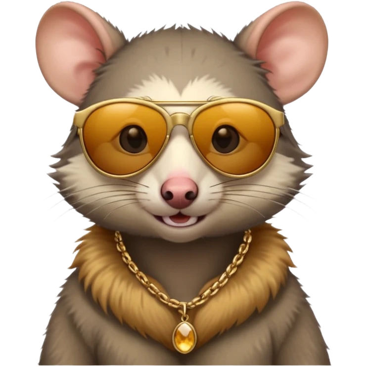 Opossum with sunglasses and a gold necklace  emoji