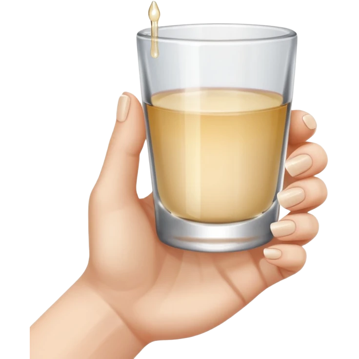 a hand holding a tiny shot glass emoji