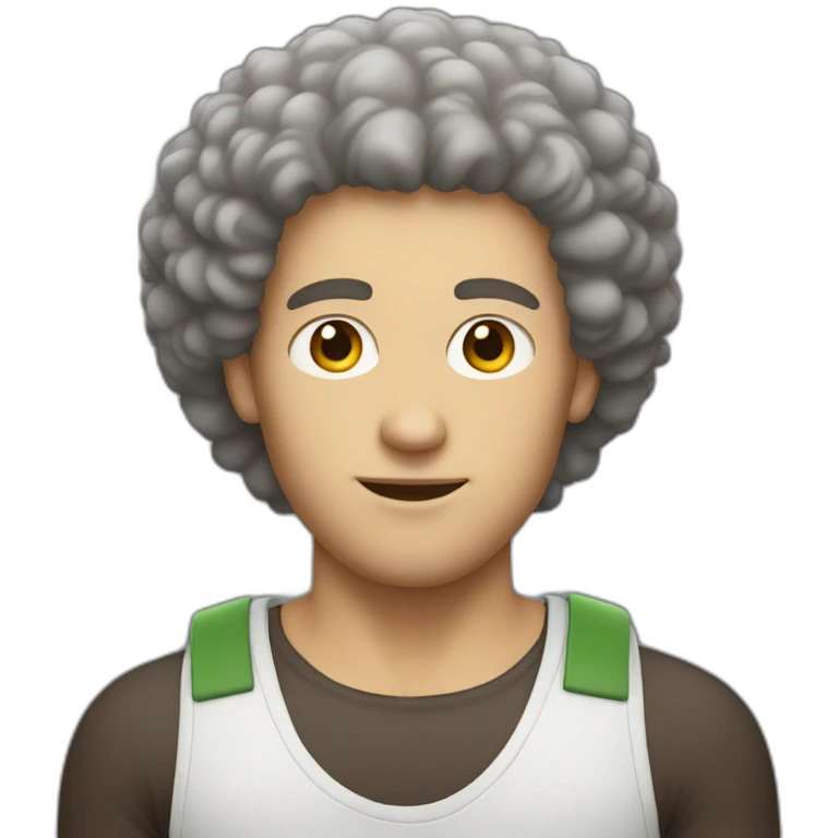 White guy with sleeveless shirt and an afro emoji