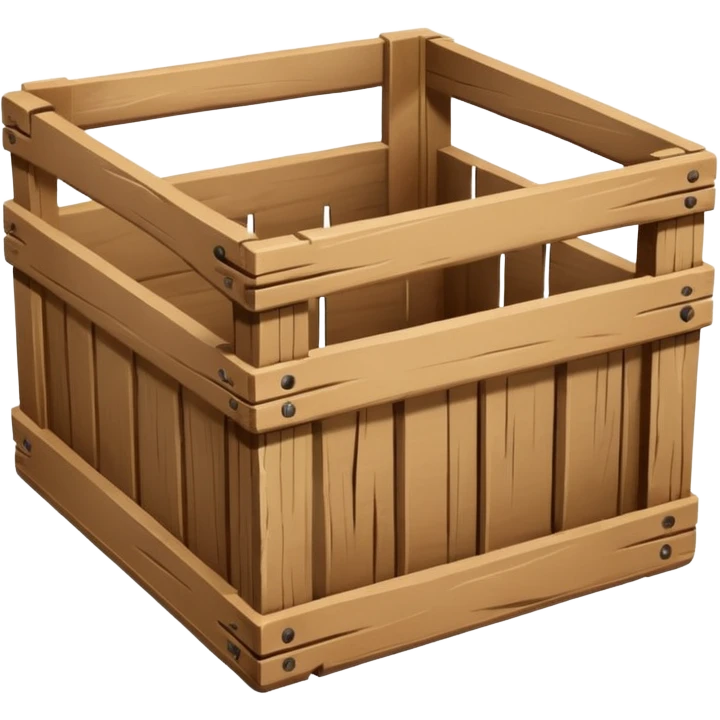 empty small wooden crate, emoji