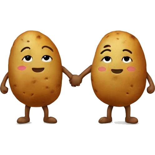 two potatoes holding hands emoji