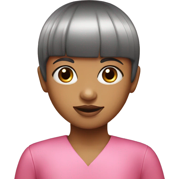 Girl with bowl cut and pink dress emoji
