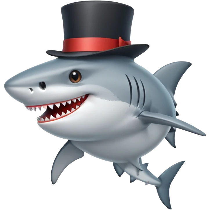 Shark with a top hat emoji