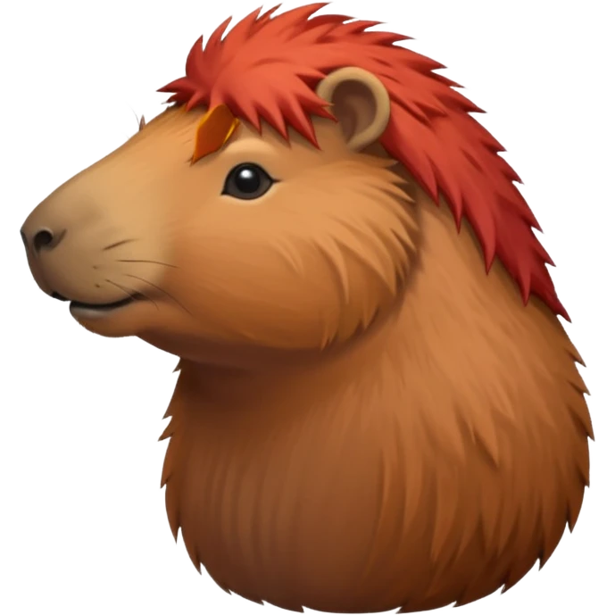 Capybara with red rock hair emoji