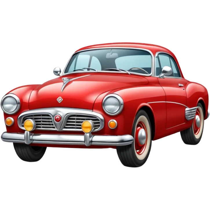 Illustrate a classic vintage car with chrome details & round headlights. emoji