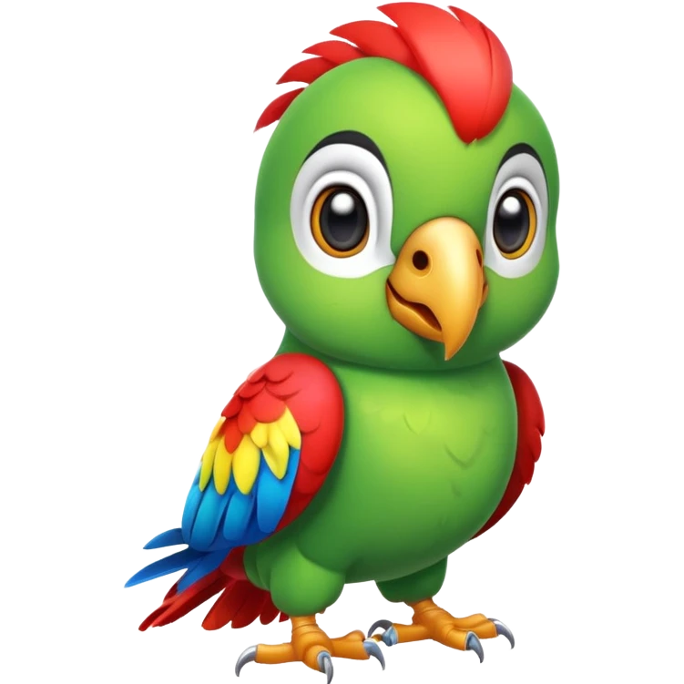 exotic parrot character, colorful feathers, cute face, 3D cartoon, mobile game icon style, clean background, no text, no watermark
 emoji