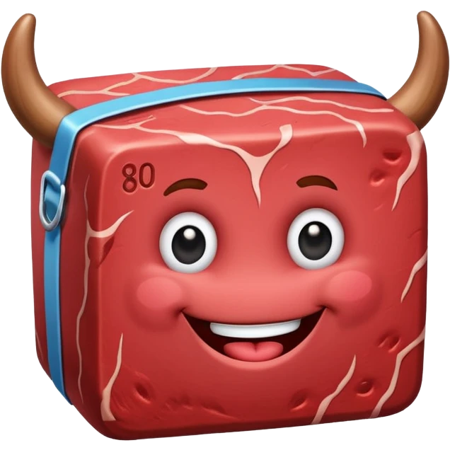 a box of Steak-umm frozen beef, with a cartoon steak mascot emoji