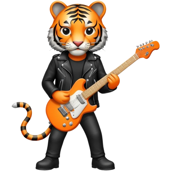 Rock star tiger with electric guitar and leather jacket emoji