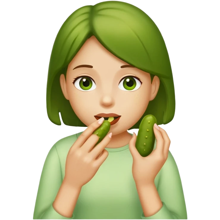 Girl eating pickle emoji