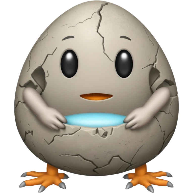 a stone egg, has two leg and arms emoji