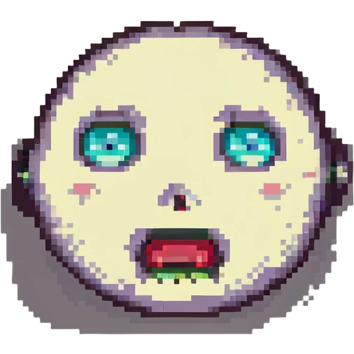 shocked face, pixel art style, retro look emoji
