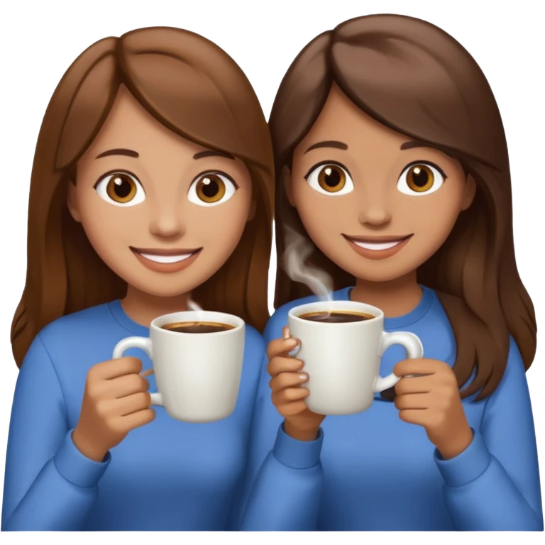 sisters drinking coffee brown hair and lighter skin emoji