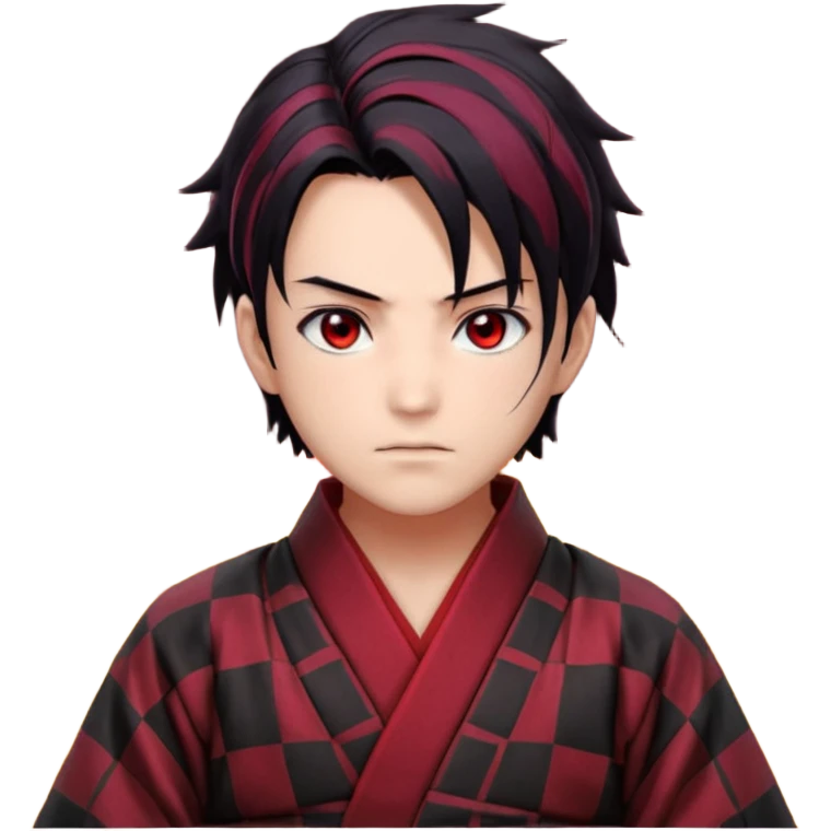 “Tanjiro Kamado, burgundy eyes, black hair with red tips, ember-textured scar, checkered haori, ultra-detailed anime realism, sharp strands, glowing highlights, 8k cinematic look.” emoji