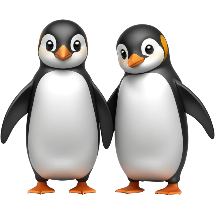 Two penguins holding flippers emoji