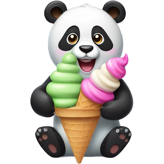 Panda eating ice cream emoji