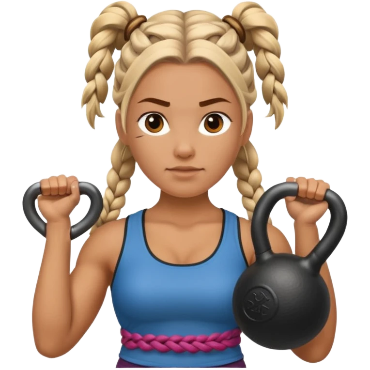 Kettlebell con la parte delantera con una vikinga con trenzas emoji