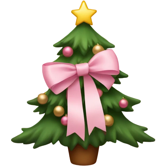The Christmas tree is decorated with a light pink ribbon. emoji