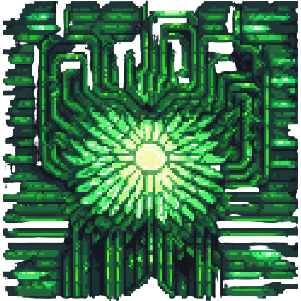 Add a glowing effect to the green lights, keep the pixel art style, no background. emoji