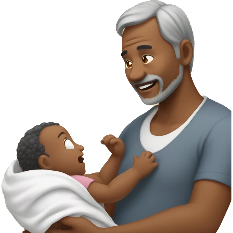A 50-year-old man caring for a baby emoji