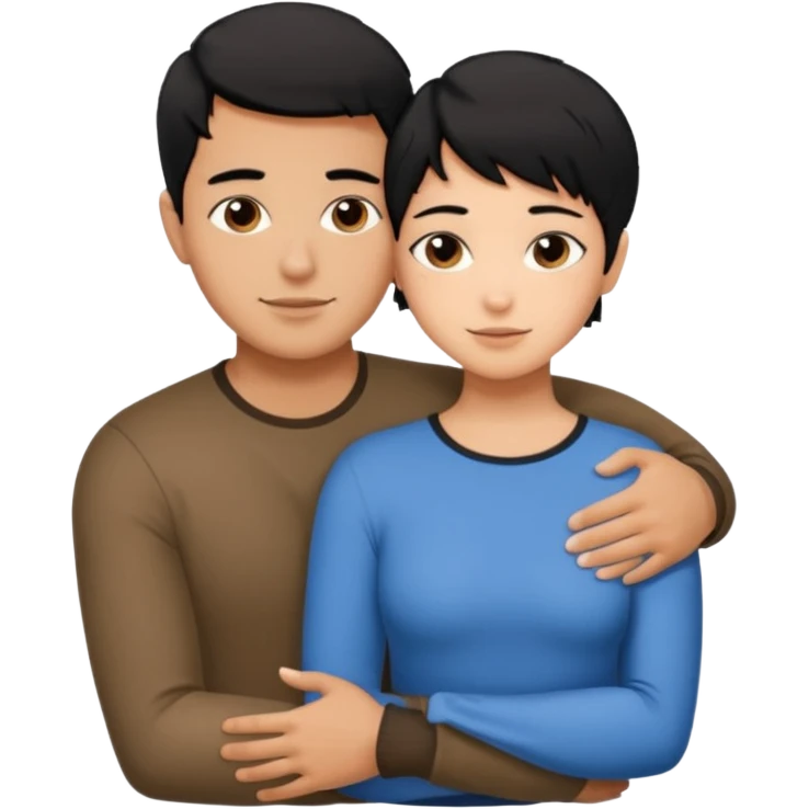 Hot latino man hugging girl black hair pixie cut emoji