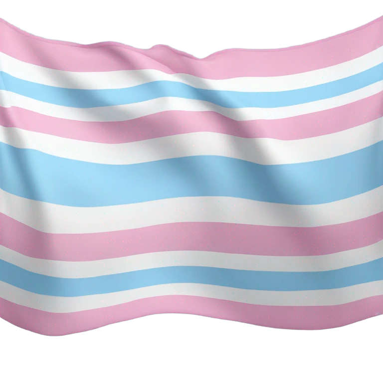 transgender pride flag with five horizontal stripes: light blue, pink, white, pink, and light blue emoji