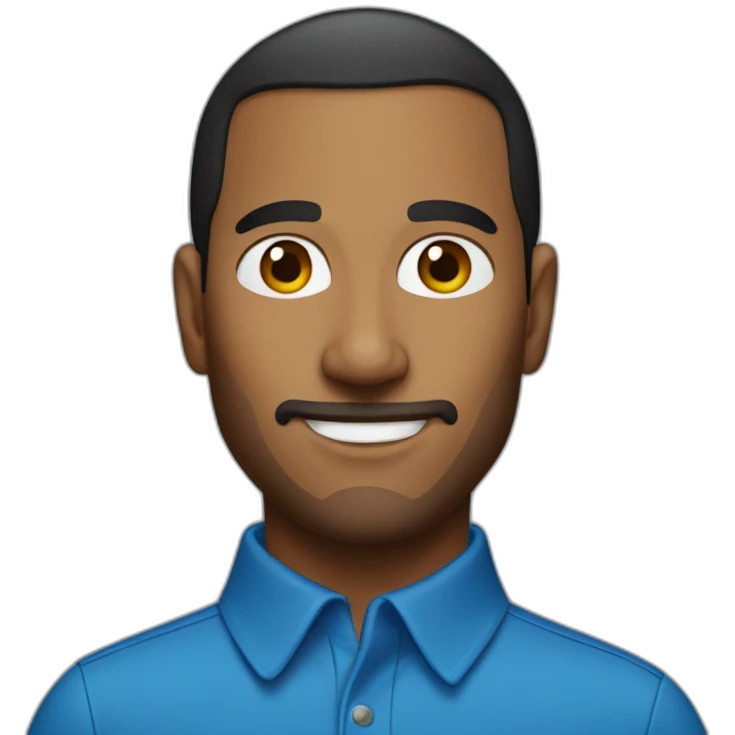 brown man that looks rich like steve jobs with a blue polo shirt emoji