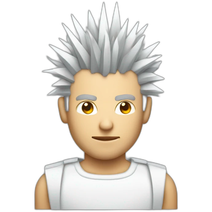 spiky hair white man cyborg pixelated emoji