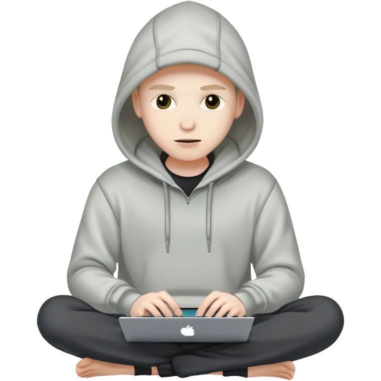hacker with laptop wearing hoodie emoji