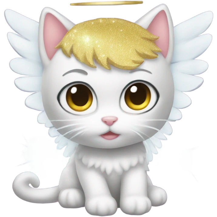angel kitty with glitter emoji