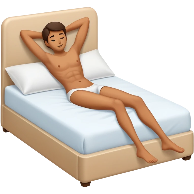 stylized figure in a relaxed pose on a bed, legs open, abstract and non-explicit emoji