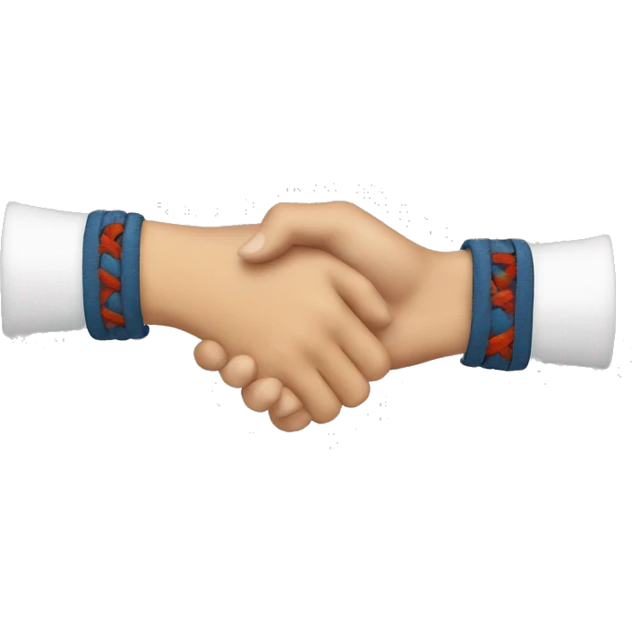 Tying friendship band on friend hand  emoji