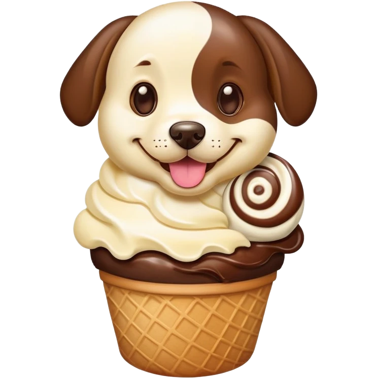 ice cream with a dog face emoji