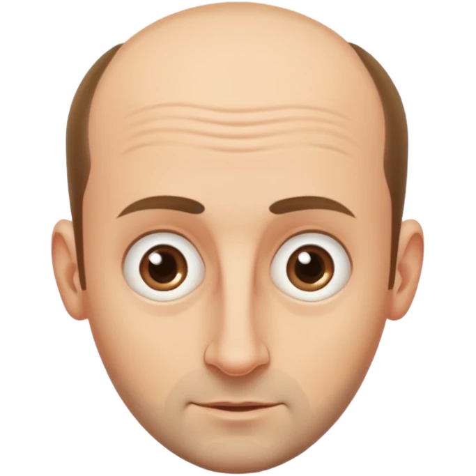a man with oval shape head, receding hairline,big forehead,wide eyeborrow, long nose with stubble and protruding ear emoji