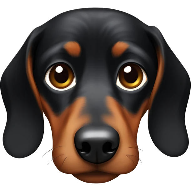Fat Black and brown dachshund with black eyes emoji