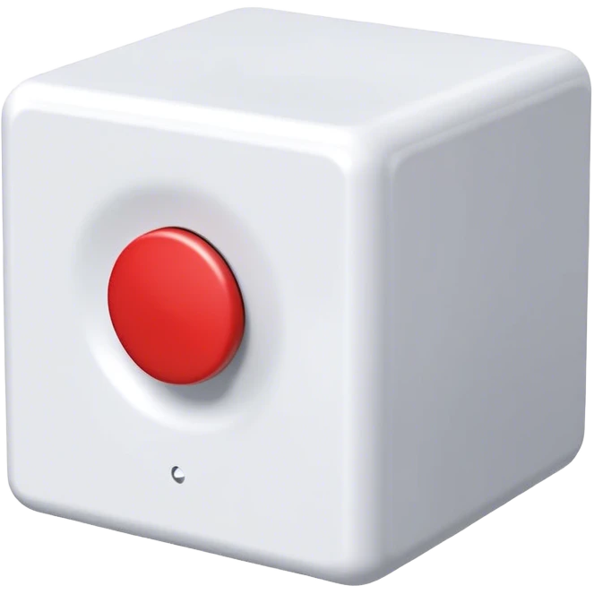 Red button on a white cube, orthogonal emoji
