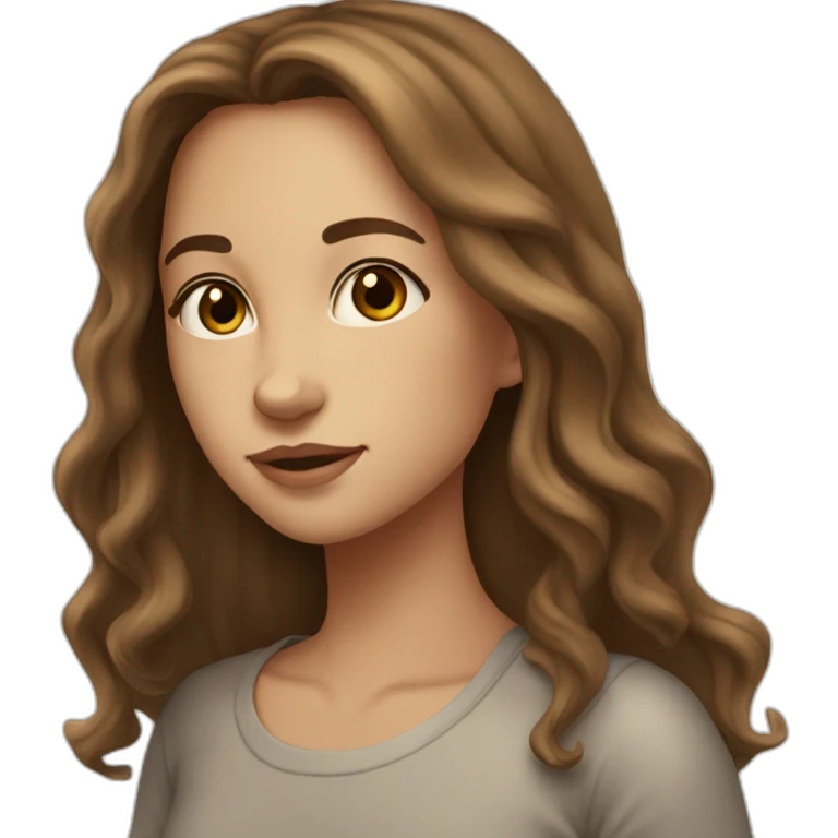 young light girl long brown hair brown eyes skinny  emoji