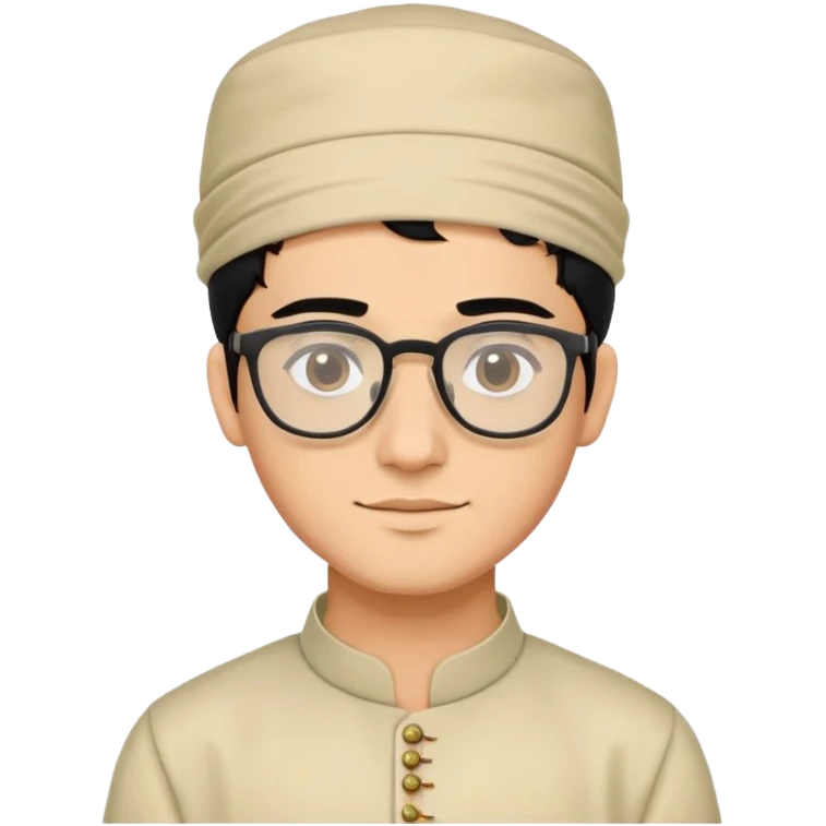 young man with wheatish skin tone, black hair, wearing kurta with rectangle glasses and traditional cap emoji