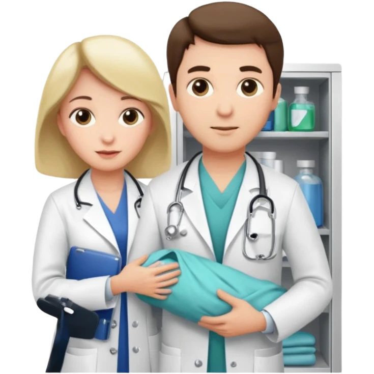 Doctor grabbing a patient gown from medical cabinet  emoji