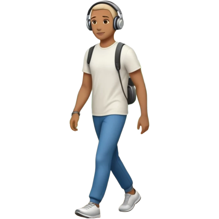 man walking hish a head phone on ears emoji