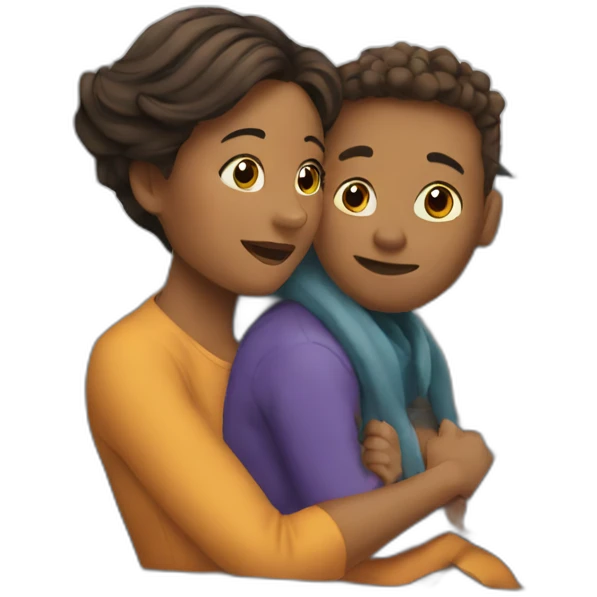 Mom and boy in a car emoji